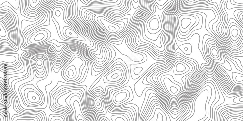 Abstract topographic contours map background. Topographic map and landscape terrain texture grid. Modern design with White background with topographic wavy pattern design. Black-white background