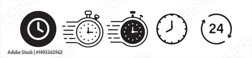  Time and Clock icons set. Clocks icon collection design. clock icon symbol, Victor illustration Eps 10.