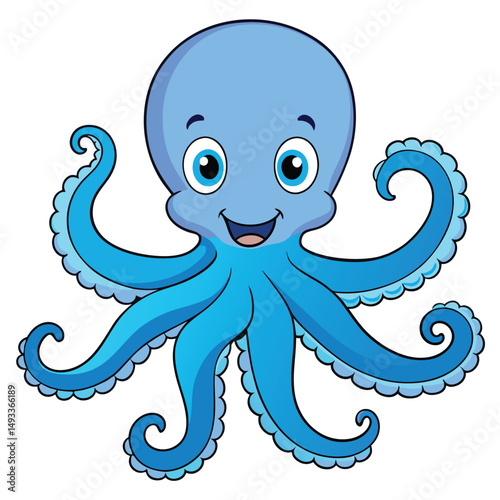 Cute octopus cartoon character sticker