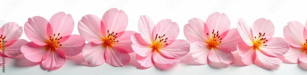 Fototapeta premium Delicate flower petals unfolding on a pristine white background, simplicity, flowers