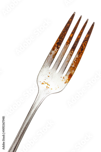 Isolated rusty old fork
