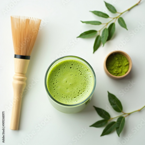 Matcha Green Tea with Bamboo Whisk