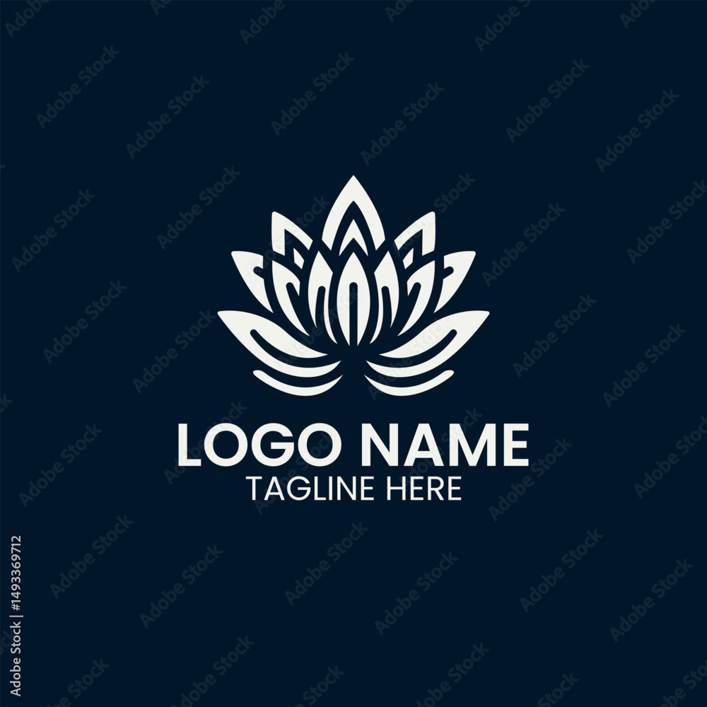Minimal Sacred Lotus flower Silhouette Vector logo Design Minimal Sacred Lotus flower Silhouette Vector logo Design