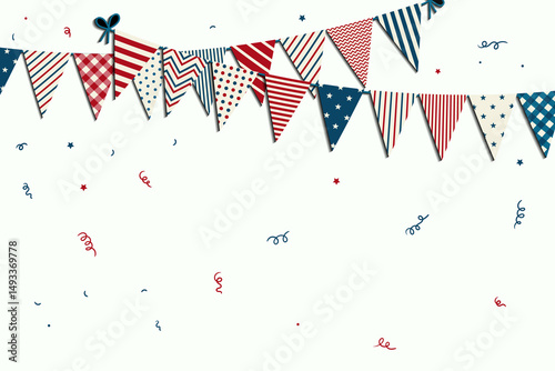 United States of America bunting flags set, vector illustration. Concept for Independence Day.