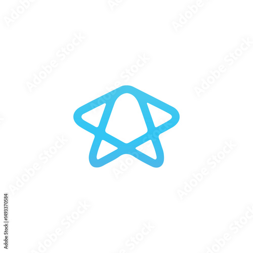 Futuristic Rocket Star Logo, Minimal Blue Tech Startup Vector, Abstract Space Launch Icon, Modern Starship and Innovation Emblem