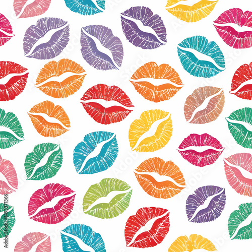a lot of kiss prints on a white background