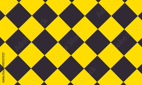 Black and yellow chess pattern. Abstract checkered checkerboard. diagonal hypnotic background.