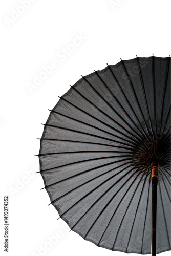Isolated Half of Black Japanese Umbrella
