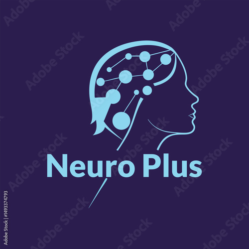 Neuro Plus Logo Design Brain Neural Network Concept