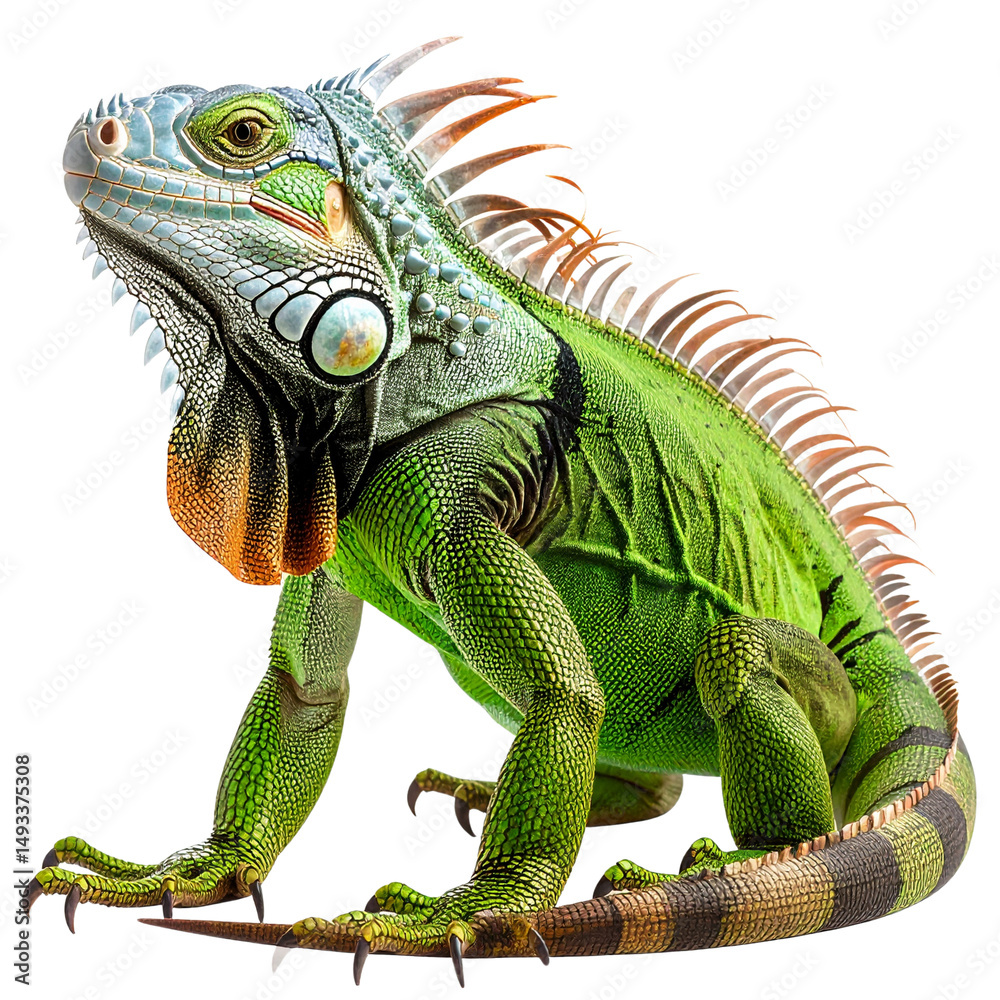 Obraz premium Realistic Iguana Standing, Isolated on Transparent Background