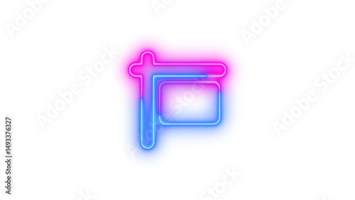 Neon sign hanging icon glowing with transparent background