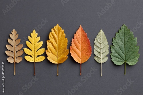 A collection of maple leaves in various stages of decay arranged artistically