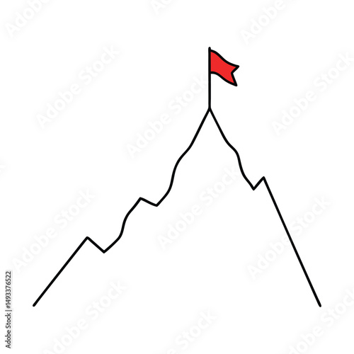 Mountain progression path. Climbing progress route vector 