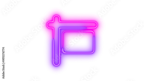 Neon sign hanging icon glowing with transparent background