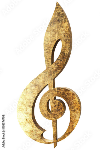 Isolated Wooden Treble Clef