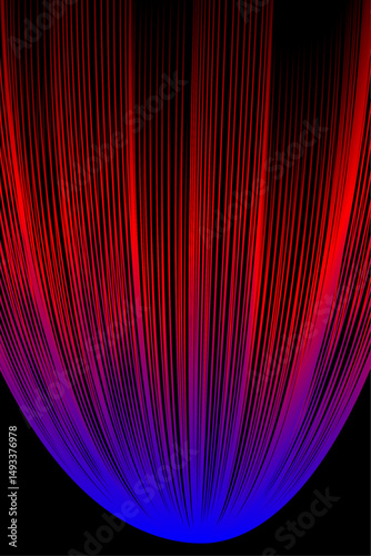 Abstract gradient element with red and blue lines on black background. Vector illustration of background.