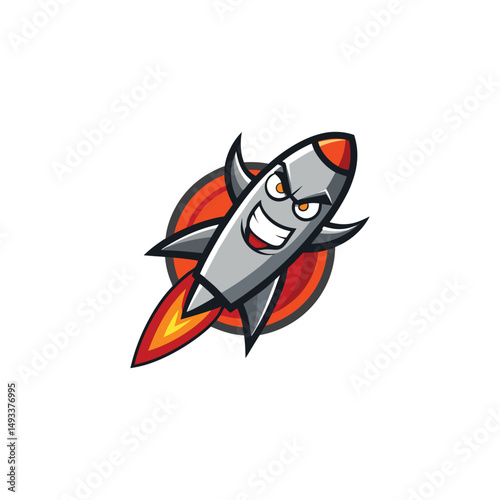 Flat and Minimal Missile logo vector illustration isolated on white background