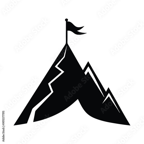 Mountain progression path. Climbing progress route vector 