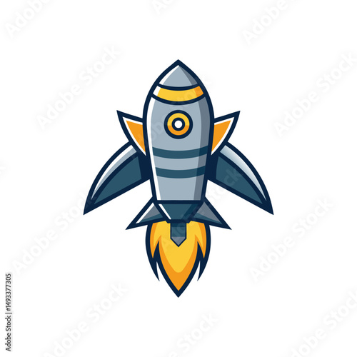 Flat and Minimal Missile logo vector illustration isolated on white background