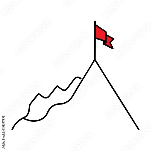 Mountain progression path. Climbing progress route vector 