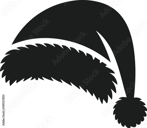 Fluffy Santa Hat Silhouette – Festive Christmas Vector