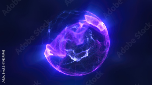 Wallpaper Mural Purple glowing energy sphere with flowing particles and radiant light trails in dark abstract space futuristic background Torontodigital.ca