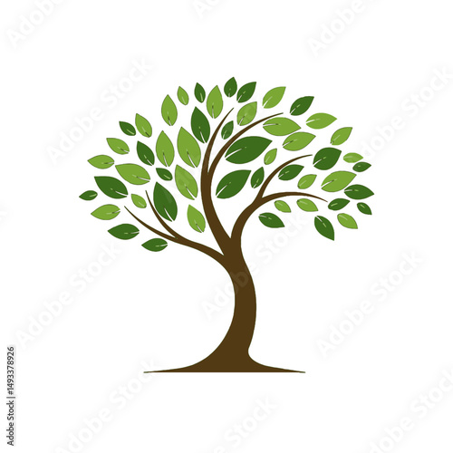 Stylized Tree with Lush Green Leaves