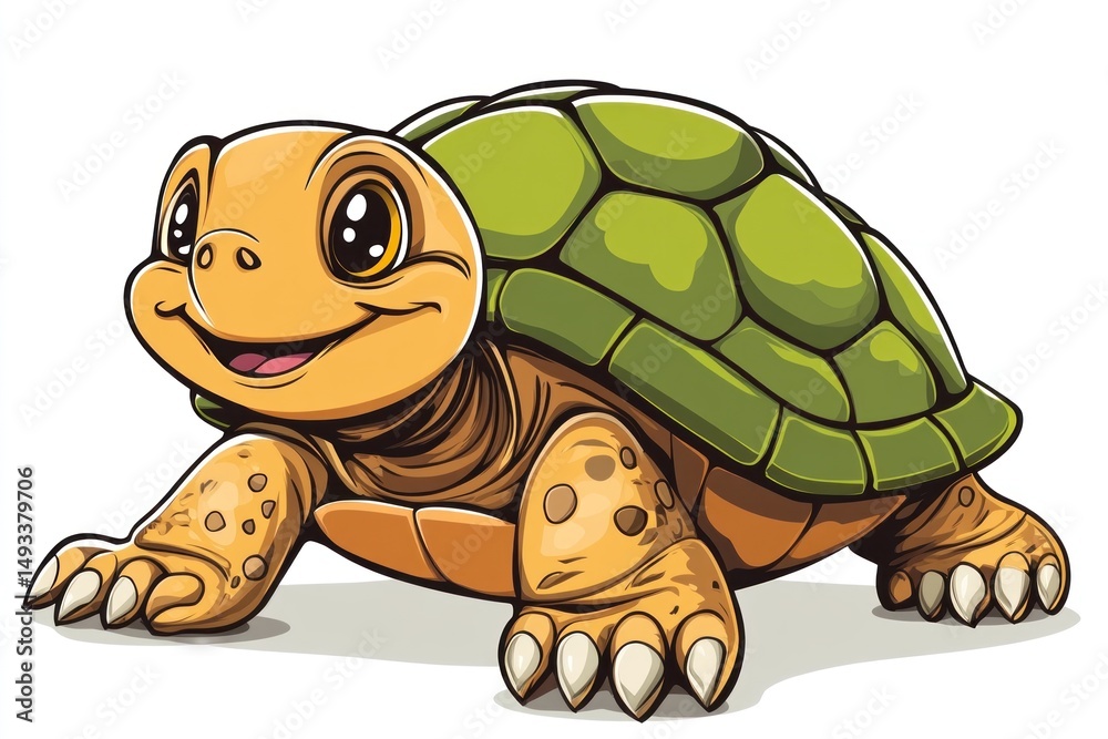 Obraz premium Cheerful mascot turtle shows personality and warmth, mascot style perfect for logos, mascot brings playful spirit to education,
