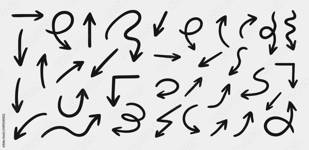Hand-drawn arrow set – messy sketchy arrows collection for notes, infographics or creative design Hand-drawn arrow set – messy sketchy arrows collection for notes, infographics or creative design