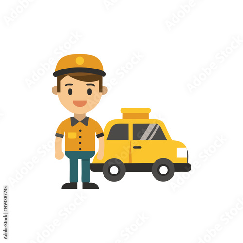 Flat and Minimal Taxi icon. Customer pick up logo vector illustration isolated on white background