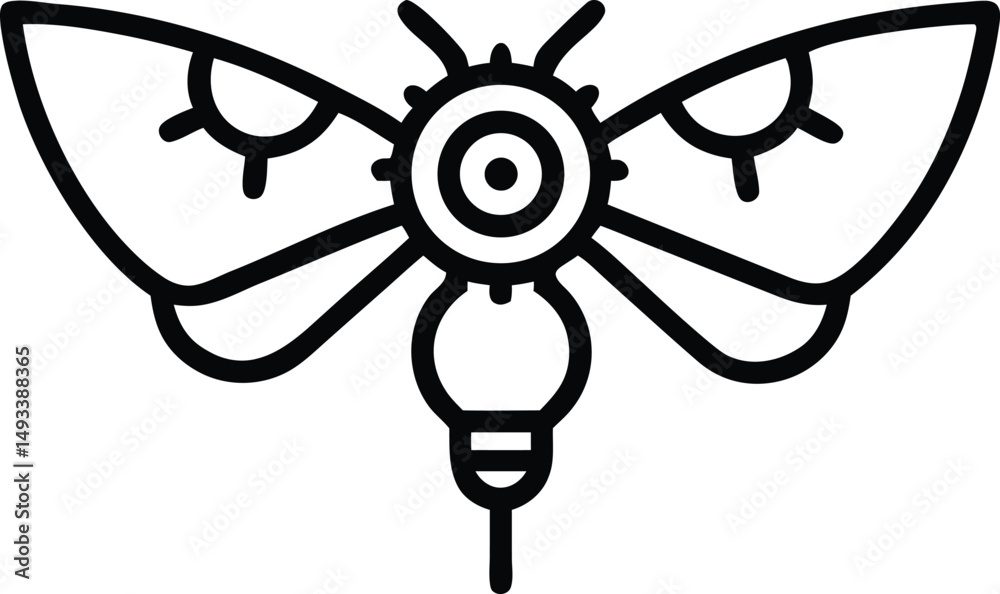 Obraz premium Steampunk Moth Icon Vector Illustration of a Mechanical Butterfly
