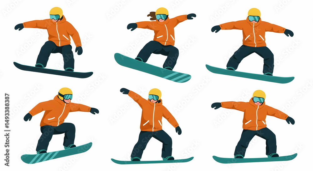 Fototapeta premium Snowboarders in action extreme winter sports athletes snowboarding fun