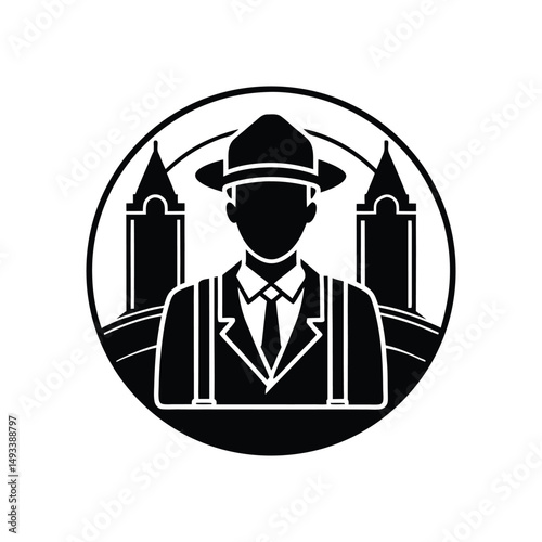 Flat and Minimal Tour guide logo vector illustration isolated on white background