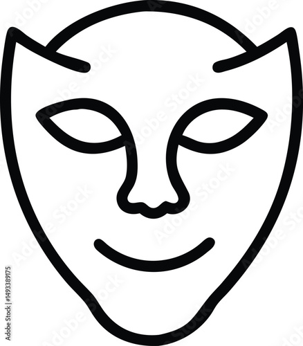 Smiling Mask Icon Vector Illustration of a Happy Face Mask