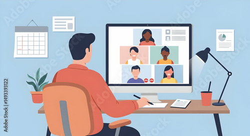 Remote Team Video Conference Meeting Online Collaboration Work From Home Office