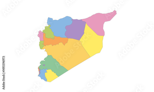 Multicolor Map of Syria with Governorates