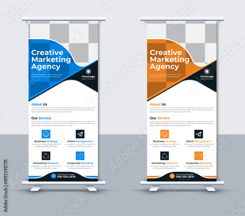 Modern business roll up banner design template, Vector Illustrator