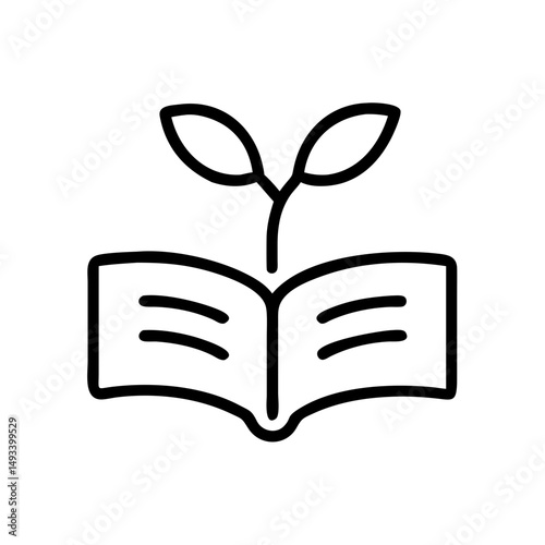 open book with sprout illustration on transparent background for web and graphic design