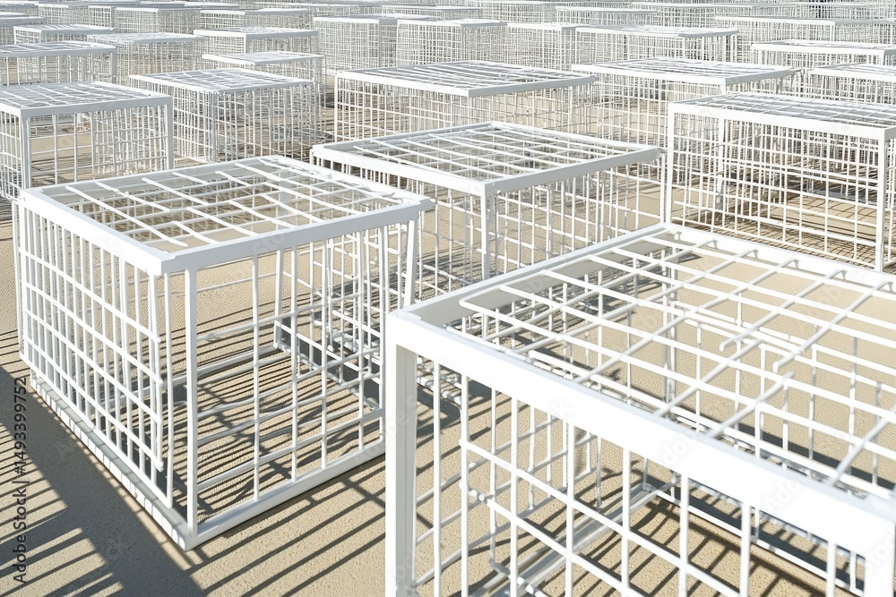 Fototapeta premium Empty white cages