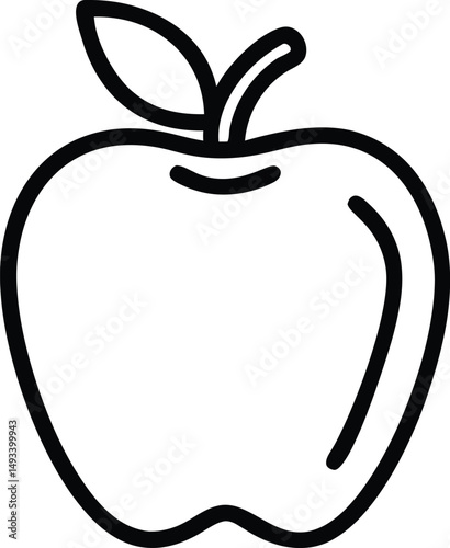 Crisp Apple Icon Line Art Vector Graphic for Design Projects