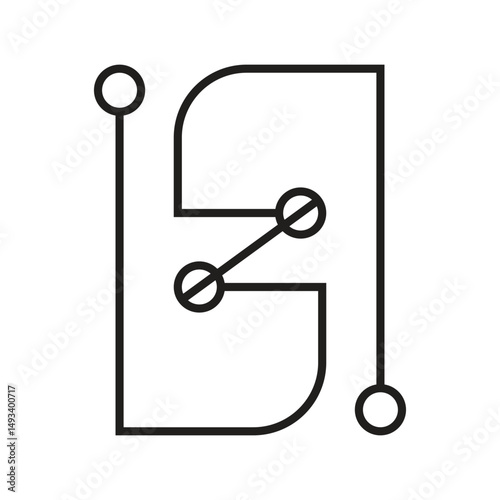 Letter S Tech Logo with Circuit Board Style Futuristic Digital Connection Symbol for Software or Electronics Brand