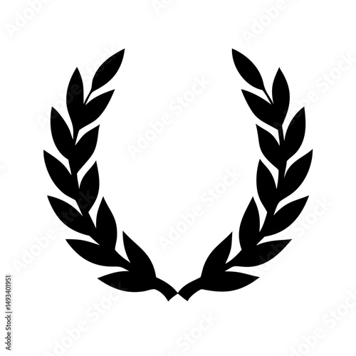 classic laurel wreath open top bold and symmetric on transparent background for web and graphic design