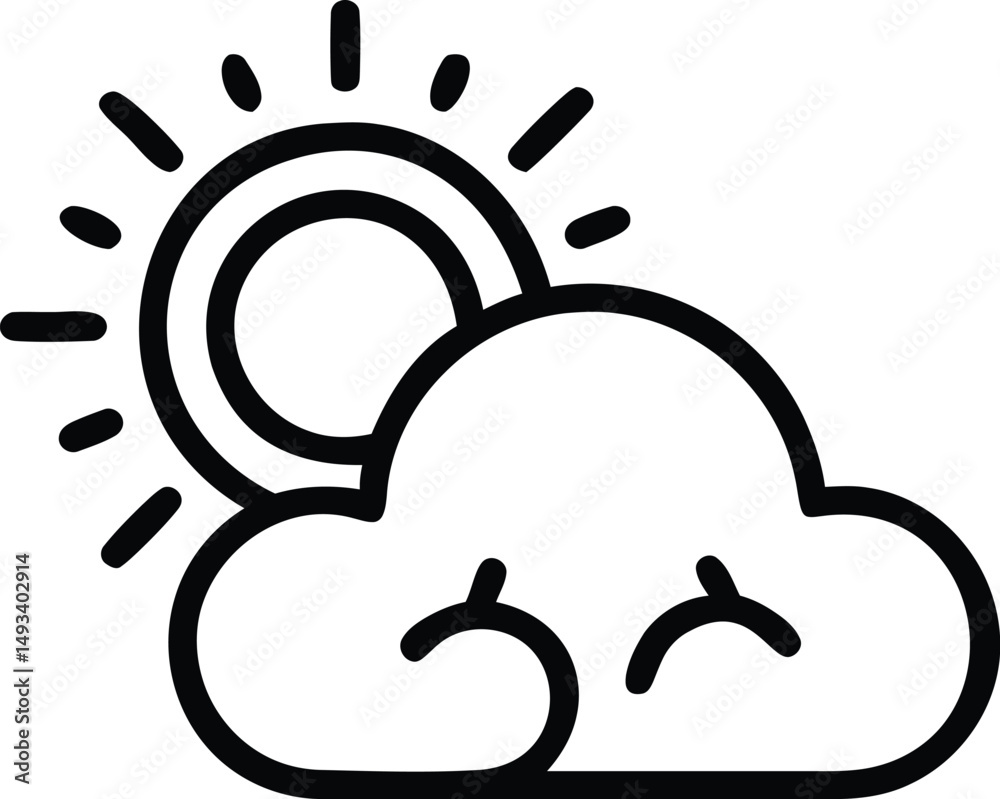 Sunny with Few Clouds Vector Weather Icon EPS Illustration Sunny with Few Clouds Vector Weather Icon EPS Illustration