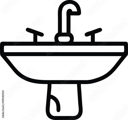 Bathroom Sink Icon Clean Vector Illustration of a Pedestal Sink