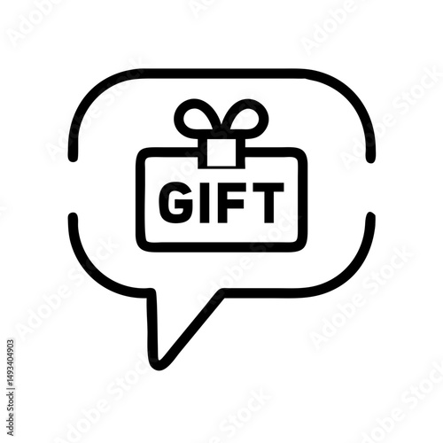 Gift in a speech bubble gifting message notification on transparent background for web and graphic design