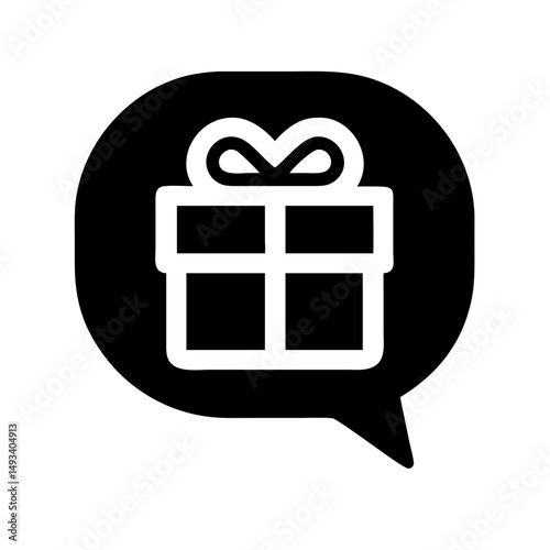 Gift in a speech bubble gifting message notification on transparent background for web and graphic design