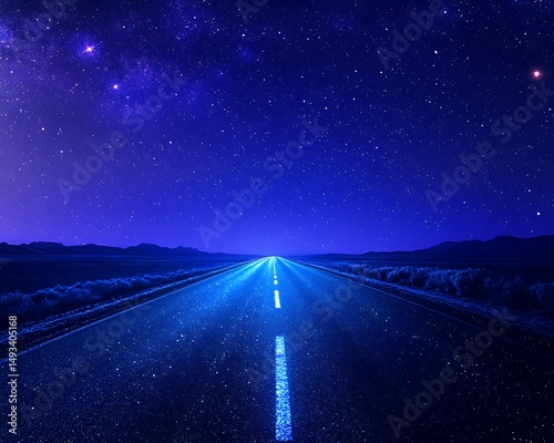 road in the night sky