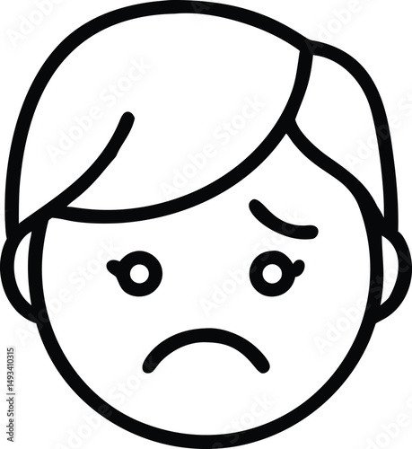 Sad Face Icon Vector Illustration of a Depressed Person