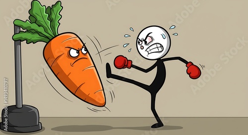Angry Carrot Defends Itself Against a Punching Stick Figure