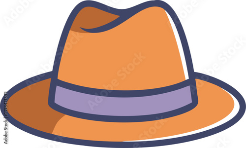 fedora hat color vector icon  on white or transparent background